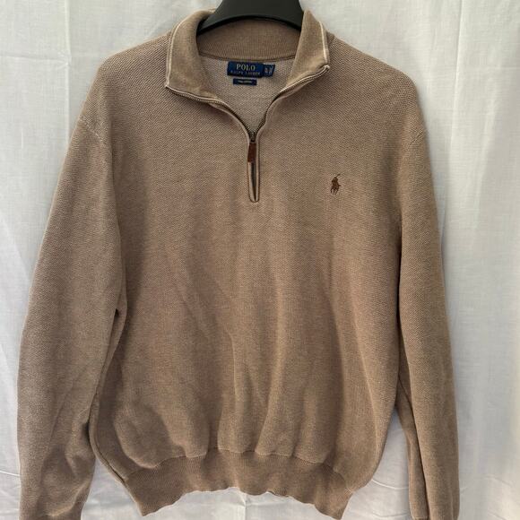 Polo by Ralph Lauren Other - Polo Ralph Lauren Pima Cotton 1/4 Zip Pullover Sweater Tan Beige XL